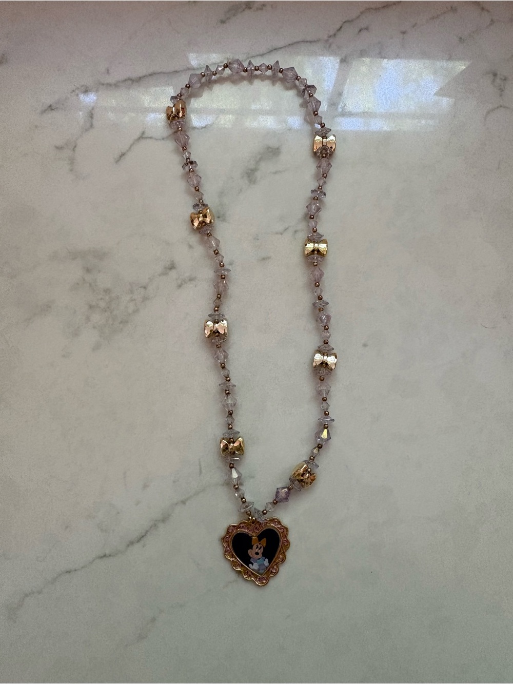 Disney Minnie Mouse Heart Pendant Necklace - Navy, Lavender & Gold